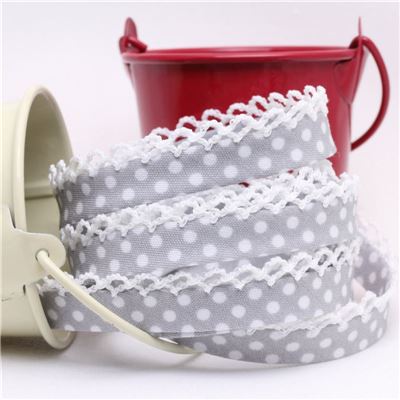 Crochet Edge - Gris/White Spot